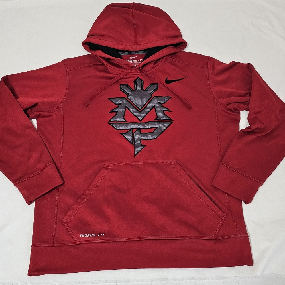 Nike x Manny Pacman Pacquiao Therma-Fit Hoodie Men's Medium Red 100% Polyester